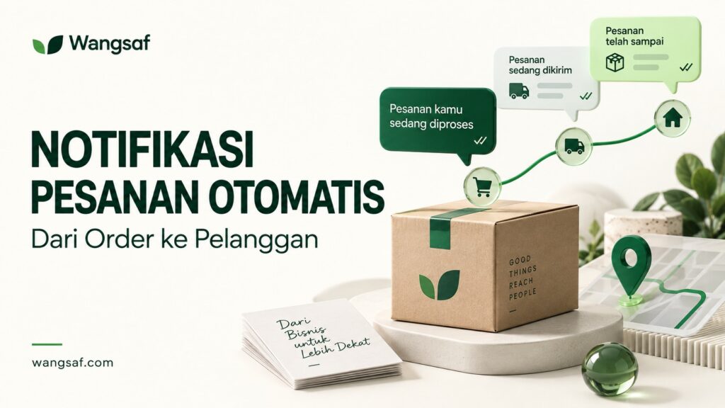 Ilustrasi notifikasi pesanan otomatis dari toko online ke pelanggan