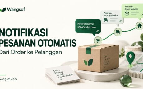 Ilustrasi notifikasi pesanan otomatis dari toko online ke pelanggan
