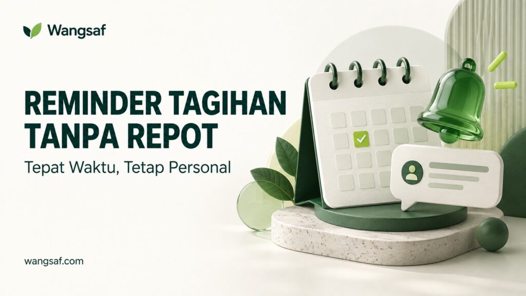 Ilustrasi reminder tagihan WhatsApp dengan kalender dan notifikasi